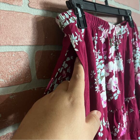 Express | Fuchsia Floral High/Low Skirt - Picture 3 of 6